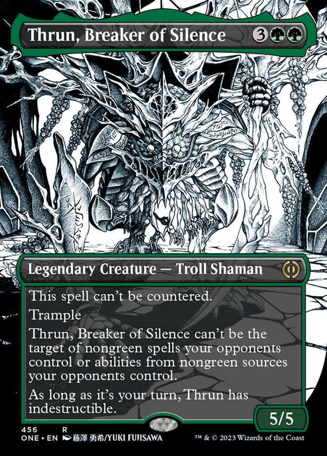 Thrun, Breaker of Silence (Borderless Manga Step-and-Compleat Foil) [Phyrexia: All Will Be One] | Galactic Gamez