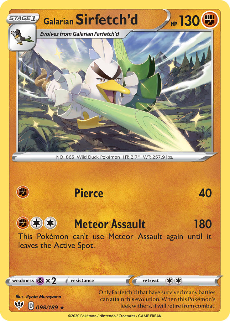 Galarian Sirfetch'd (098/189) (Cracked Ice holo) (Theme Deck Exclusive) [Sword & Shield: Darkness Ablaze] | Galactic Gamez