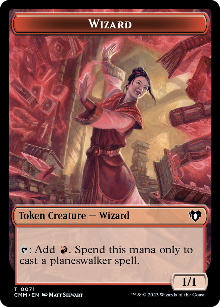 Chandra, Torch of Defiance Emblem // Wizard Double-Sided Token [Commander Masters Tokens] | Galactic Gamez