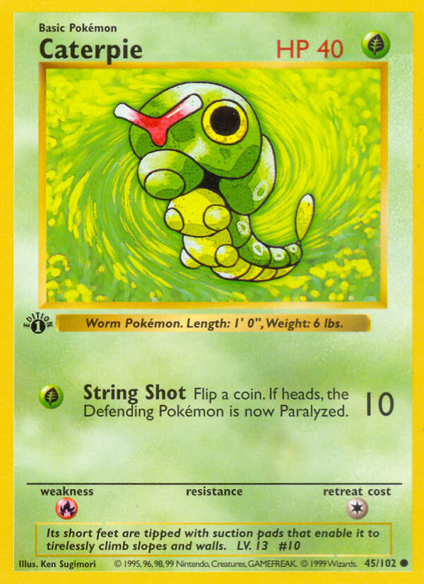 Caterpie (45/102) (Shadowless) [Base Set 1st Edition] | Galactic Gamez