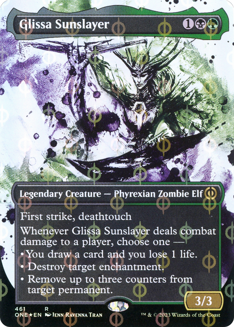 Glissa Sunslayer (Borderless Ichor Step-and-Compleat Foil) [Phyrexia: All Will Be One] | Galactic Gamez