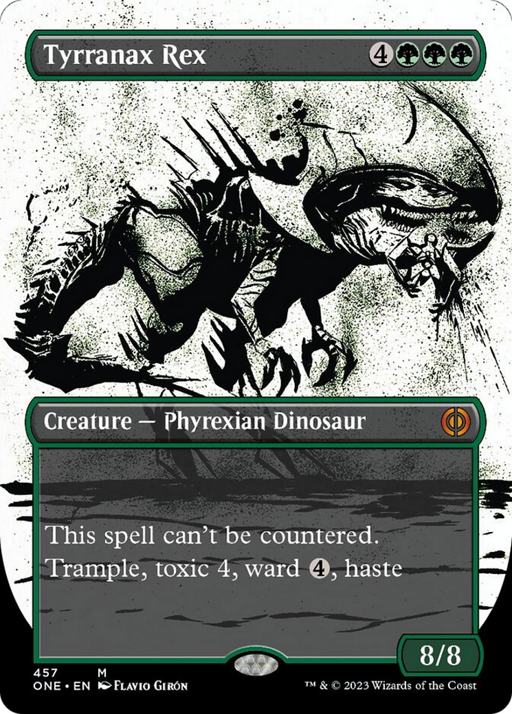 Tyrranax Rex (Borderless Ichor Step-and-Compleat Foil) [Phyrexia: All Will Be One] | Galactic Gamez