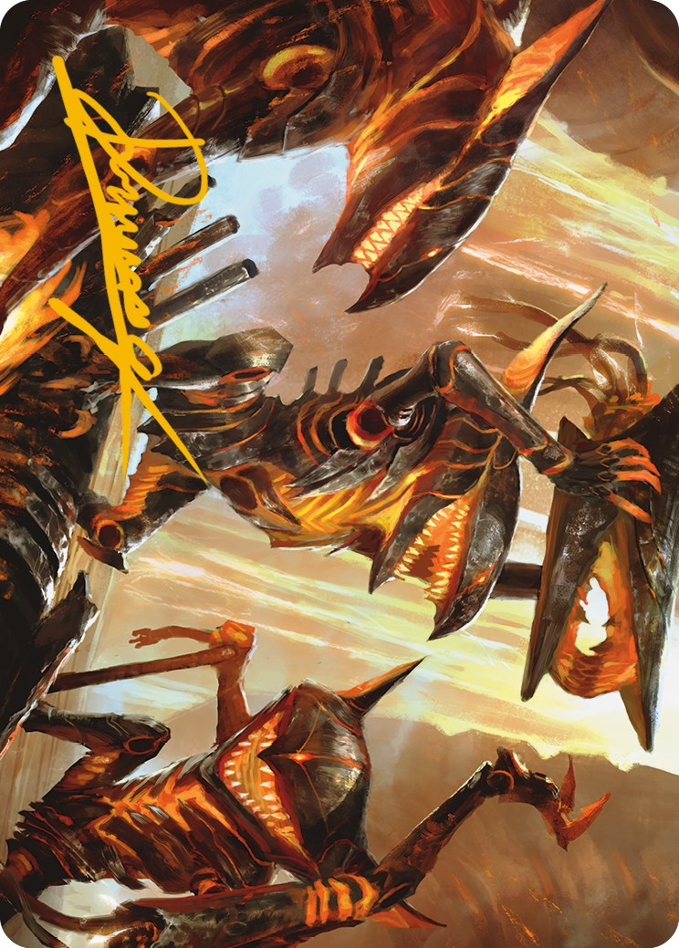 Gleeful Demolition Art Card (Gold-Stamped Signature) [Phyrexia: All Will Be One Art Series] | Galactic Gamez