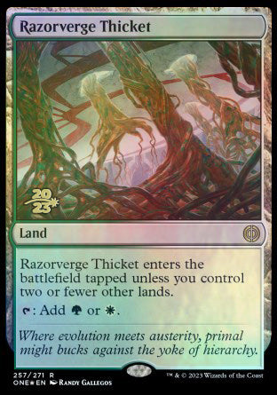 Razorverge Thicket [Phyrexia: All Will Be One Prerelease Promos] | Galactic Gamez