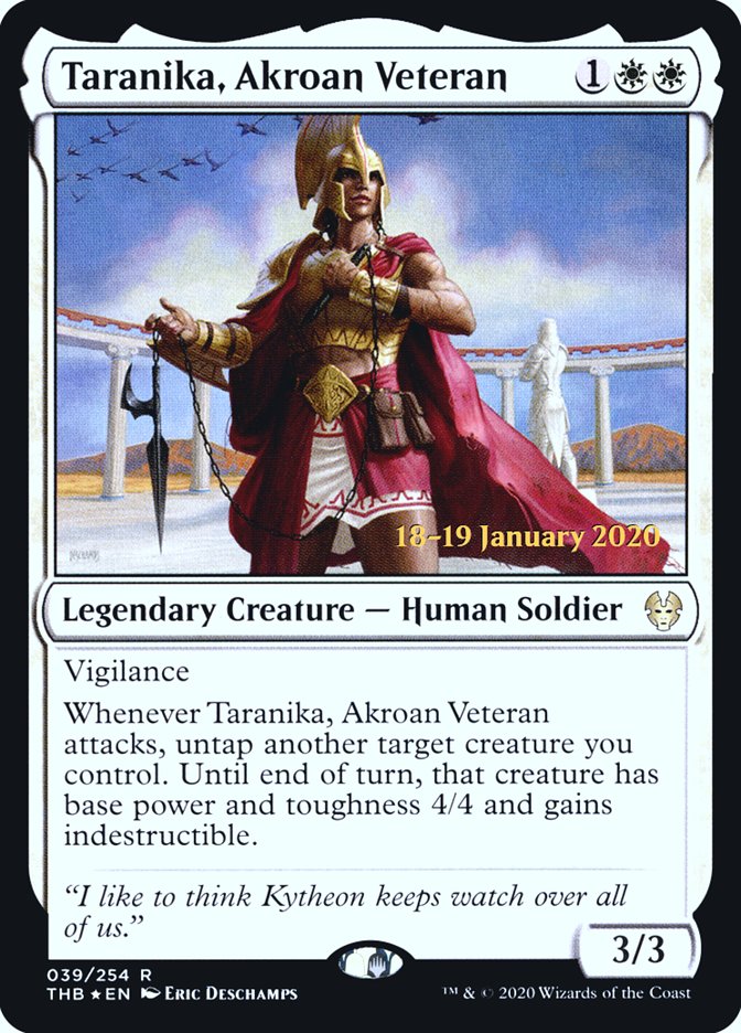 Taranika, Akroan Veteran [Theros Beyond Death Prerelease Promos] | Galactic Gamez