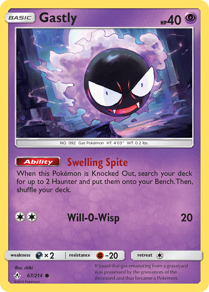 Gastly (67/214) [Sun & Moon: Unbroken Bonds] | Galactic Gamez