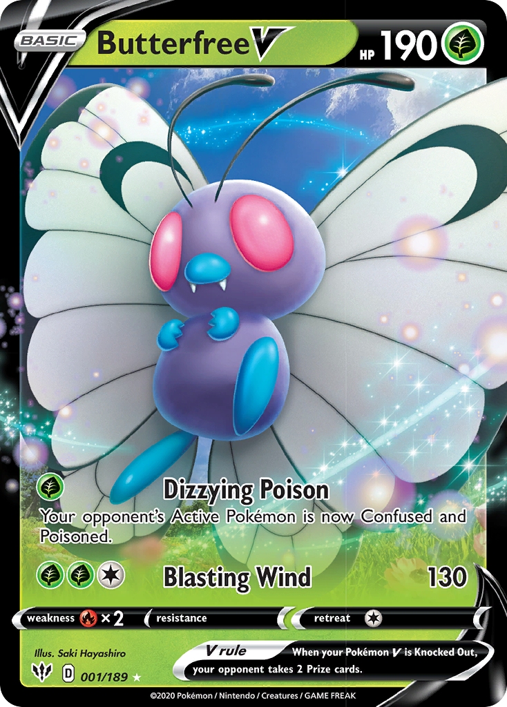 Butterfree V (001/189) [Sword & Shield: Darkness Ablaze] | Galactic Gamez