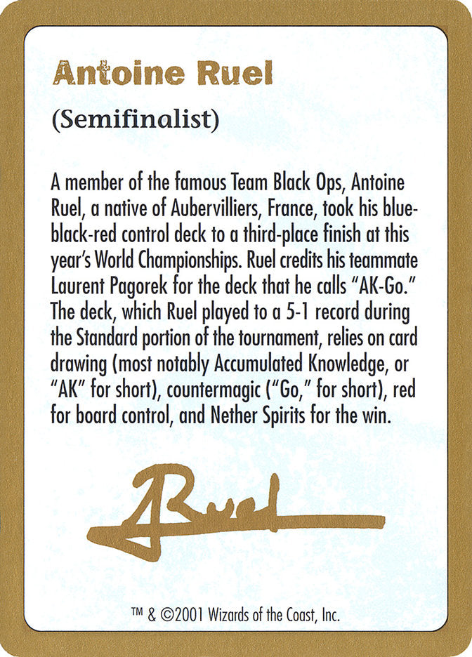 Antoine Ruel Bio [World Championship Decks 2001] | Galactic Gamez