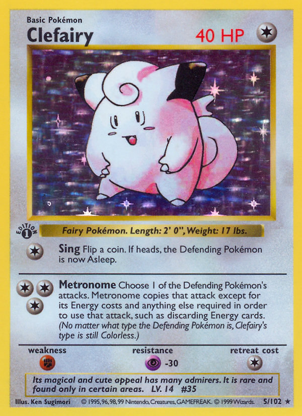 Clefairy (5/102) (Shadowless) [Base Set 1st Edition] | Galactic Gamez