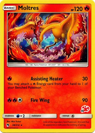 Moltres (38/214) (Charizard Stamp #46) [Battle Academy 2020] | Galactic Gamez
