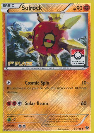 Solrock (64/146) (1st Place League Challenge Promo) [XY: Base Set] | Galactic Gamez