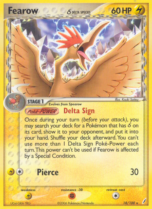 Fearow (18/100) (Delta Species) [EX: Crystal Guardians] | Galactic Gamez