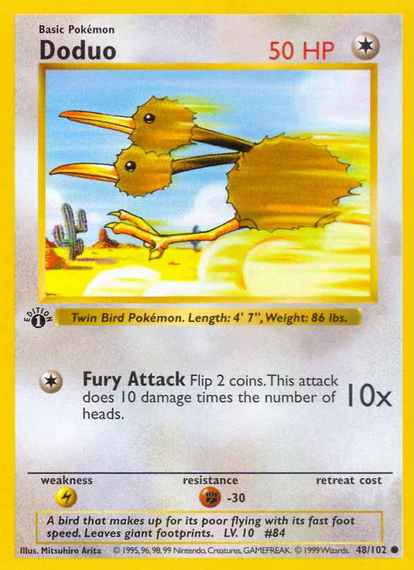 Doduo (48/102) (Shadowless) [Base Set 1st Edition] | Galactic Gamez