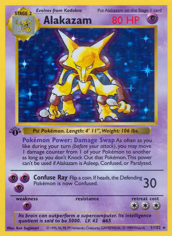 Alakazam (1/102) (Shadowless) [Base Set 1st Edition] | Galactic Gamez