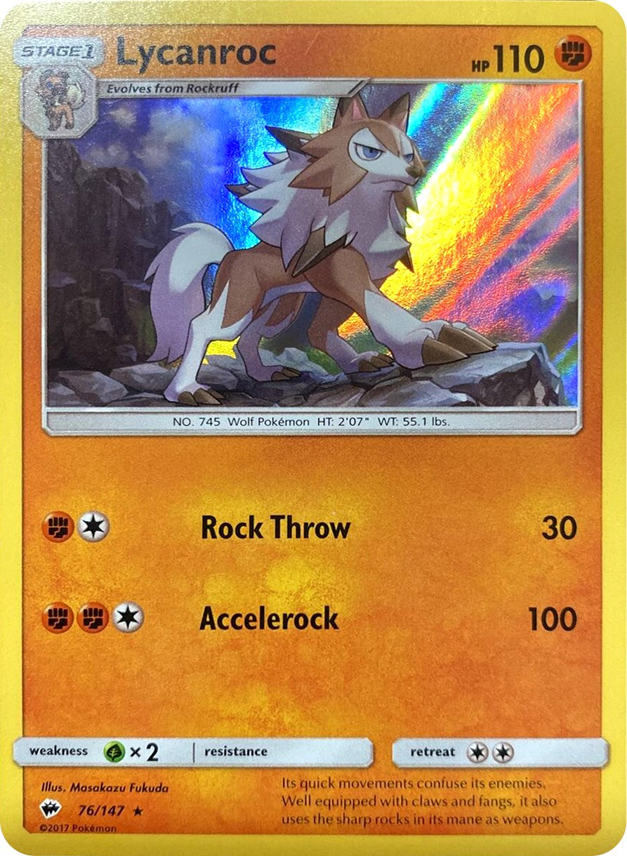 Lycanroc (76/147) (Water Web Holo) [Sun & Moon: Burning Shadows] | Galactic Gamez