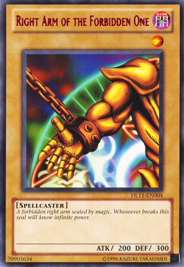 Right Arm of the Forbidden One (Red) [DL11-EN004] Rare | Galactic Gamez