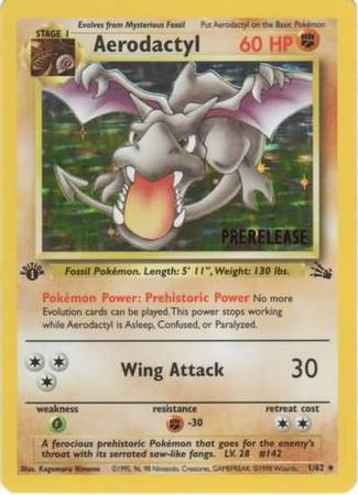 Aerodactyl (1/62) (Prerelease Promo) [Fossil 1st Edition] | Galactic Gamez