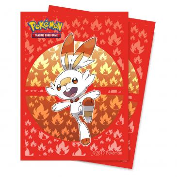 Sword and Shield Galar Starters Scorbunny Deck Protector sleeve 65ct for Pokémon | Galactic Gamez