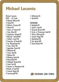 1996 Michael Loconto Decklist Card [World Championship Decks] | Galactic Gamez