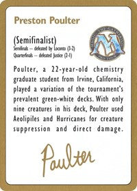 1996 Preston Poulter Biography Card [World Championship Decks] | Galactic Gamez