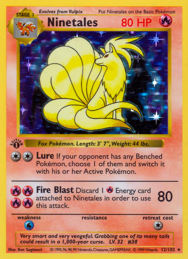 Ninetales (12/102) (Shadowless) [Base Set 1st Edition] | Galactic Gamez