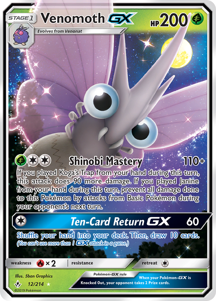 Venomoth GX (12/214) [Sun & Moon: Unbroken Bonds] | Galactic Gamez