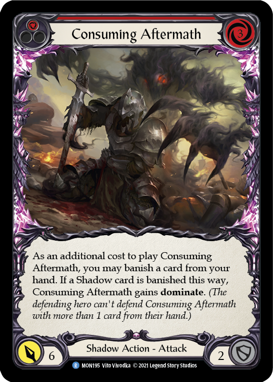 Consuming Aftermath (Red) (Rainbow Foil) [MON195-RF] 1st Edition Rainbow Foil | Galactic Gamez