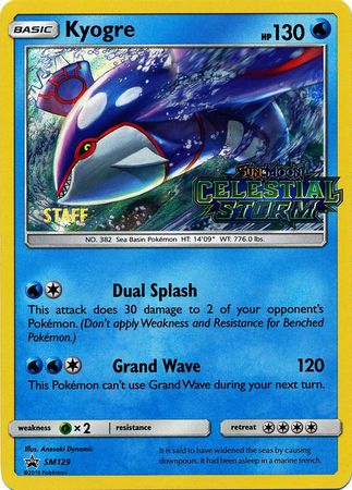 Kyogre (SM129) (Staff Prerelease Promo) [Sun & Moon: Black Star Promos] | Galactic Gamez