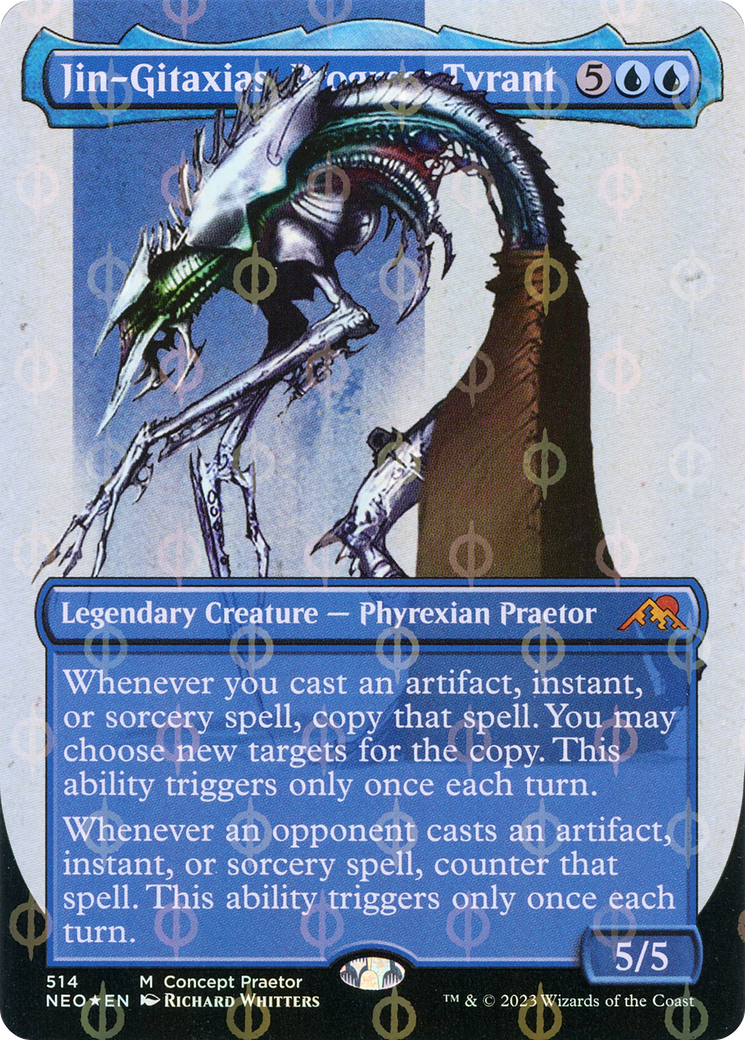 Jin-Gitaxias, Progress Tyrant (Borderless Concept Praetors Step-and-Compleat Foil) [Phyrexia: All Will Be One] | Galactic Gamez