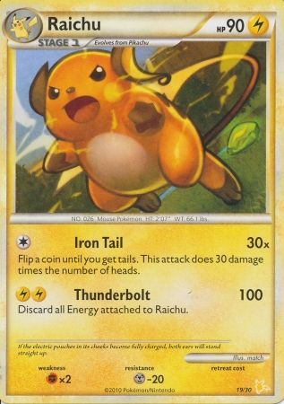 Raichu (19/30) [HeartGold & SoulSilver: Trainer Kit - Raichu] | Galactic Gamez