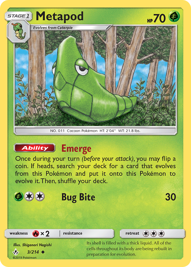 Metapod (3/214) [Sun & Moon: Unbroken Bonds] | Galactic Gamez