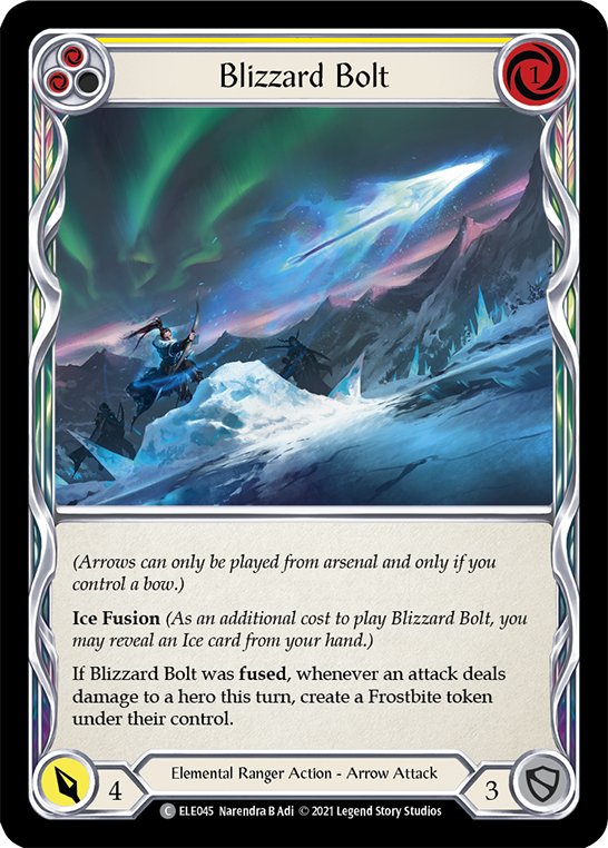 Blizzard Bolt (Yellow) [ELE045] (Tales of Aria)  1st Edition Rainbow Foil | Galactic Gamez