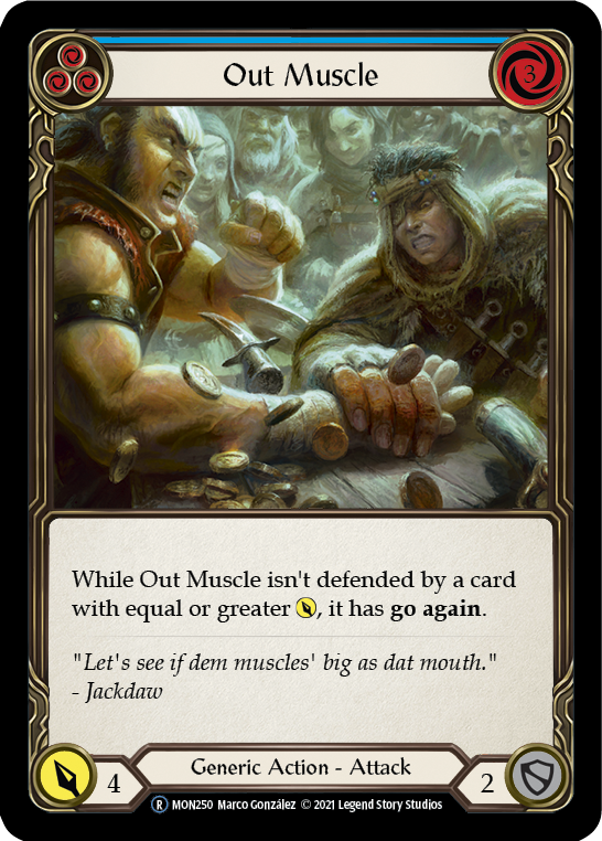 Out Muscle (Blue) (Rainbow Foil) [U-MON250-RF] Unlimited Edition Rainbow Foil | Galactic Gamez