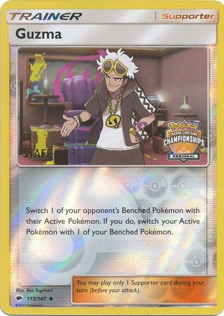 Guzma (115/147) (League Promo) (Staff) [Sun & Moon: Burning Shadows] | Galactic Gamez