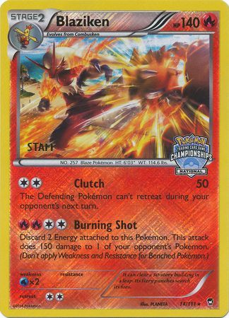 Blaziken (14/111) (Staff National Championship Promo) [XY: Furious Fists] | Galactic Gamez