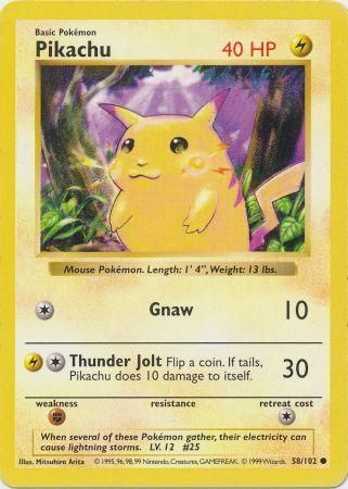 Pikachu (58/102) [Base Set Shadowless Unlimited] | Galactic Gamez