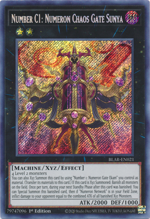 Number C1: Numeron Chaos Gate Sunya [BLAR-EN021] Secret Rare | Galactic Gamez