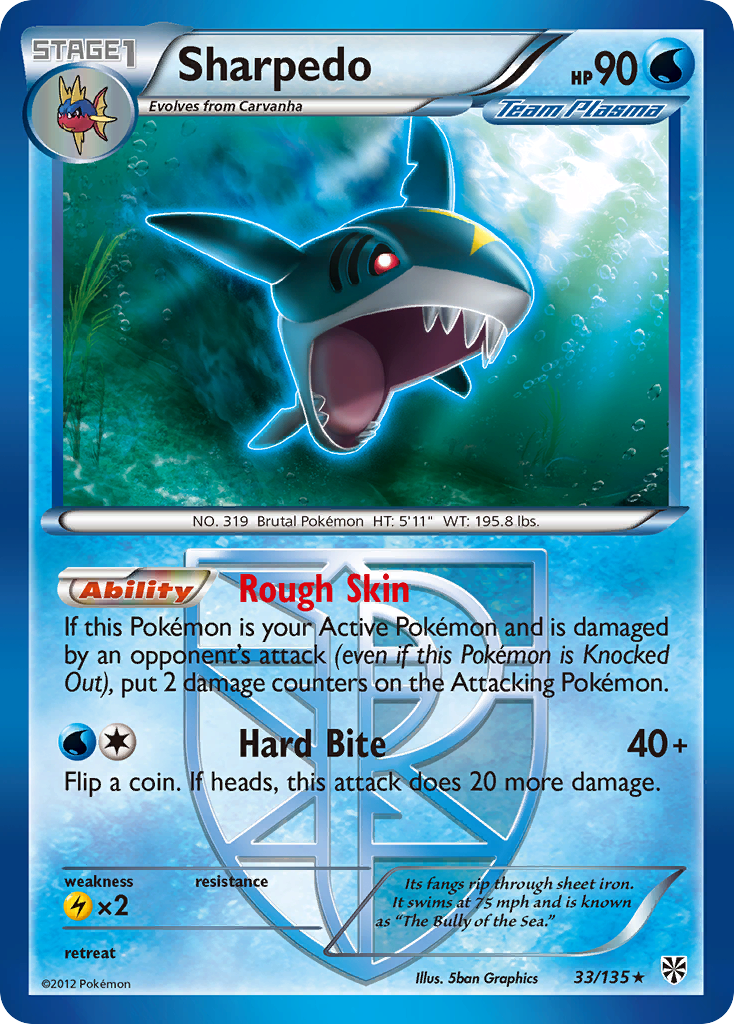 Sharpedo (33/135) [Black & White: Plasma Storm] | Galactic Gamez