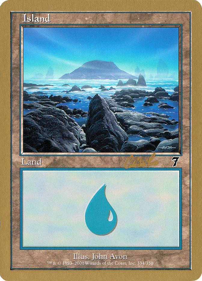 Island (cr334) (Carlos Romao) [World Championship Decks 2002] | Galactic Gamez