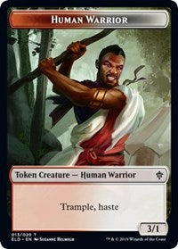 Human Warrior // Food (18) Double-sided Token [Throne of Eldraine Tokens] | Galactic Gamez