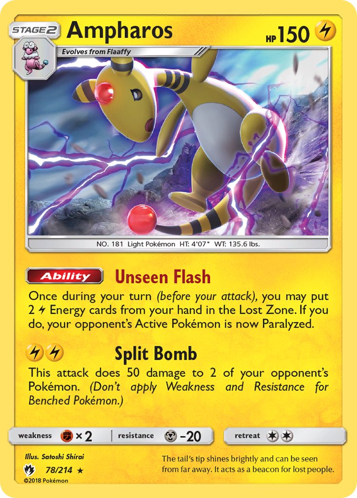 Ampharos (78/214) (Theme Deck Exclusive) [Sun & Moon: Lost Thunder] | Galactic Gamez