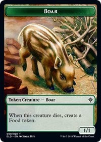 Boar // Food (15) Double-sided Token [Throne of Eldraine Tokens] | Galactic Gamez