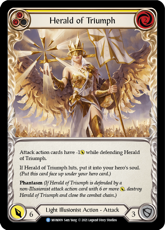 Herald of Triumph (Yellow) (Rainbow Foil) [MON009-RF] 1st Edition Rainbow Foil | Galactic Gamez