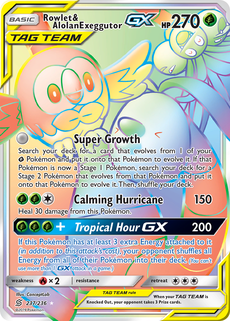 Rowlet & Alolan Exeggutor GX (237/236) [Sun & Moon: Unified Minds] | Galactic Gamez