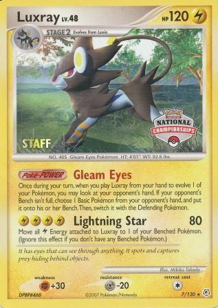 Luxray (7/130) (National Championships) (Staff) [Diamond & Pearl: Base Set] | Galactic Gamez