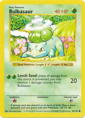 Bulbasaur (44/102) [Base Set Shadowless Unlimited] | Galactic Gamez