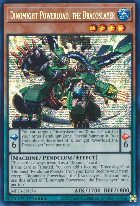 Dinomight Powerload, the Dracoslayer [MP23-EN174] Prismatic Secret Rare | Galactic Gamez