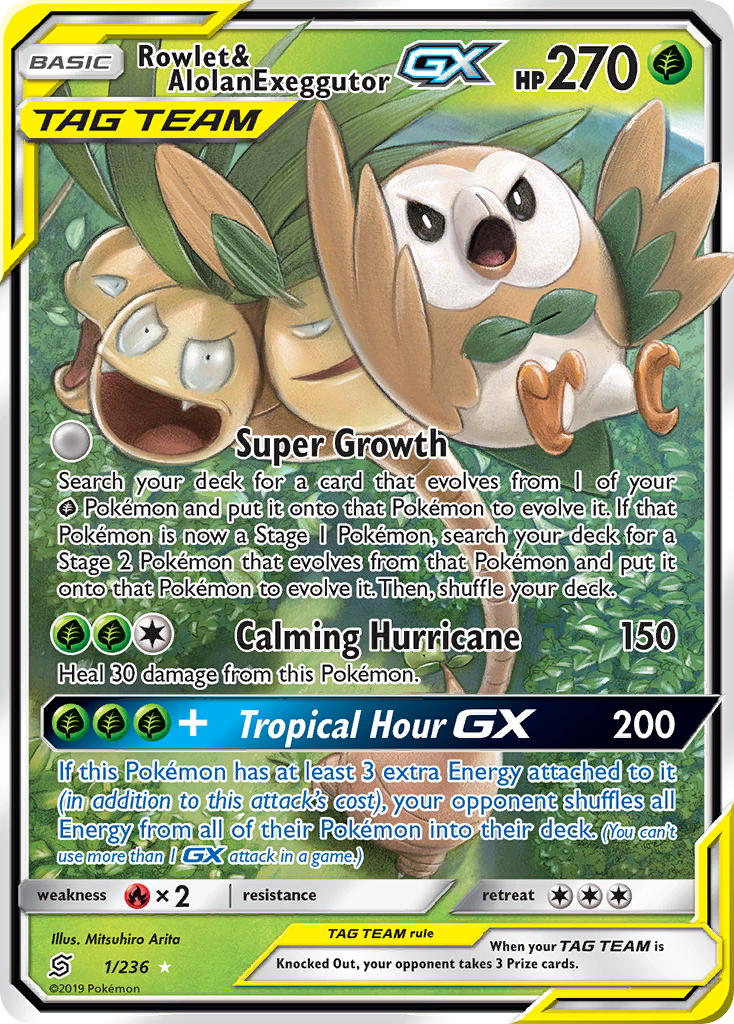 Rowlet & Alolan Exeggutor GX (1/236) [Sun & Moon: Unified Minds] | Galactic Gamez