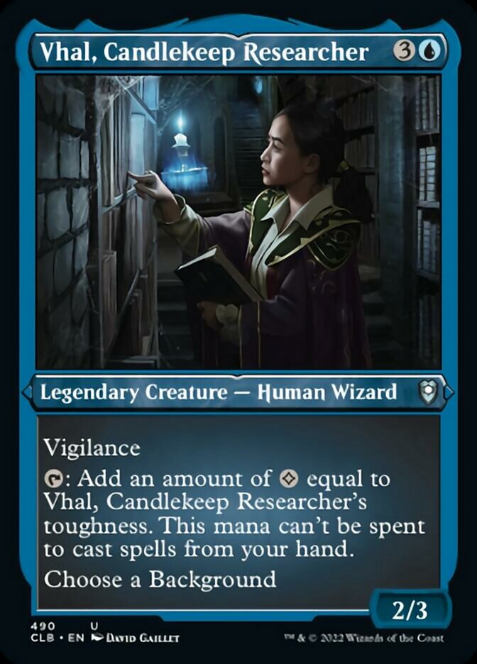 Vhal, Candlekeep Researcher (Foil Etched) [Commander Legends: Battle for Baldur's Gate] | Galactic Gamez