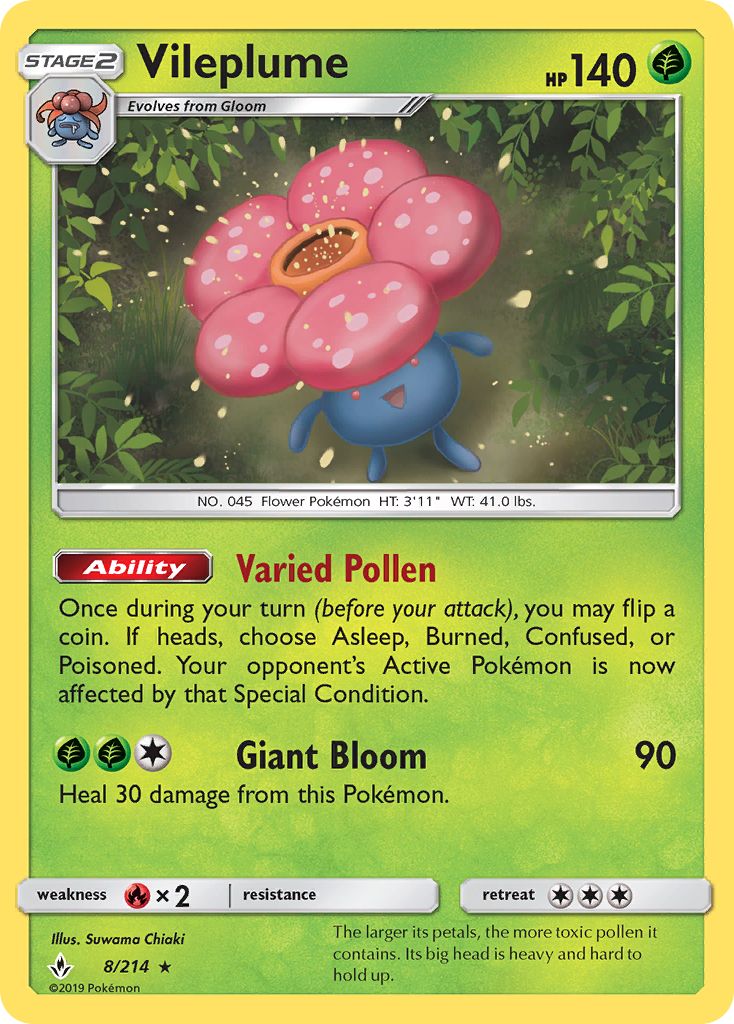 Vileplume (8/214) [Sun & Moon: Unbroken Bonds] | Galactic Gamez